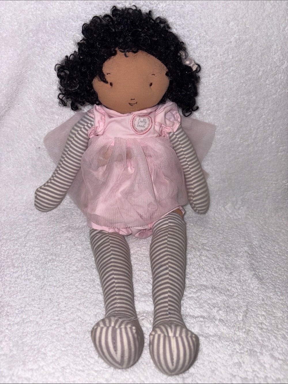 Bunnies by the bay African American ragdoll pink dress pretty inside
